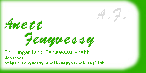 anett fenyvessy business card